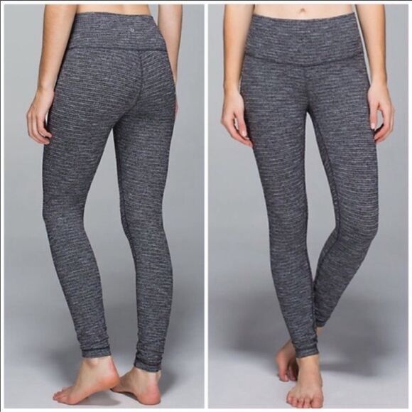 Lululemon Wunder Under Tights Coco Pique Black Mid Rise 28” Size 2 Leggings - Picture 3 of 13